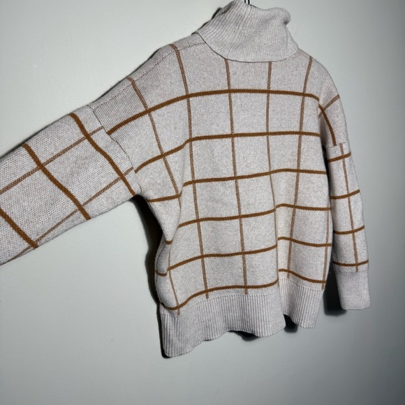 Madewell Pearldale Turtleneck Sweater Windowpane In Cream Size M cotton/wool - Picture 6 of 11